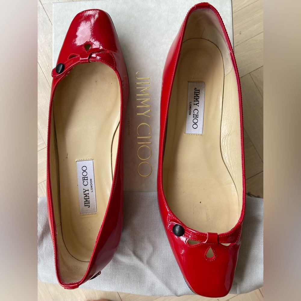 Jimmy Choo Red patent leather flat shoes size 40,5